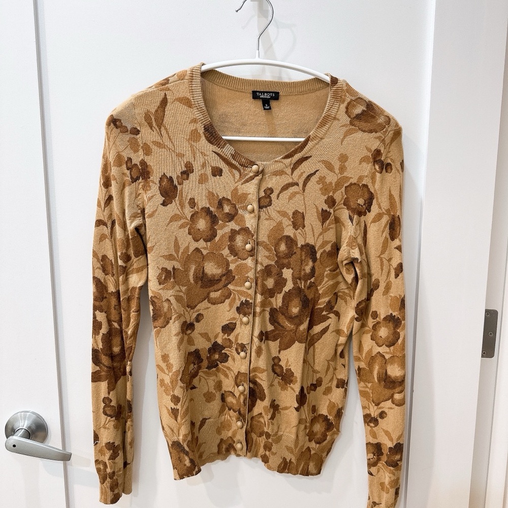 Talbots Brown Floral Cardigan